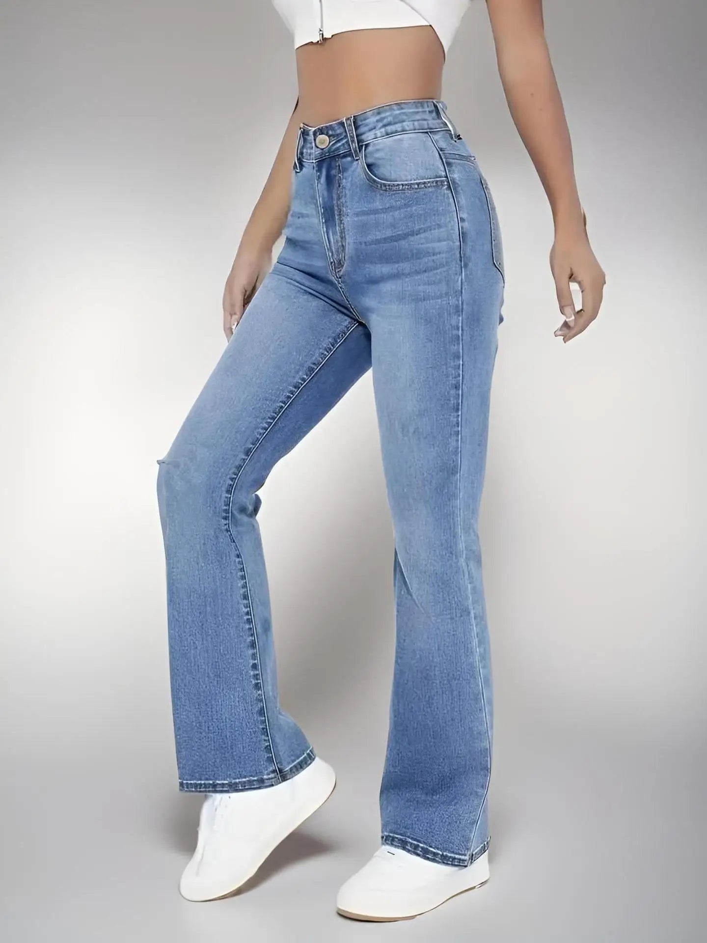 High Waist Denim Trousers