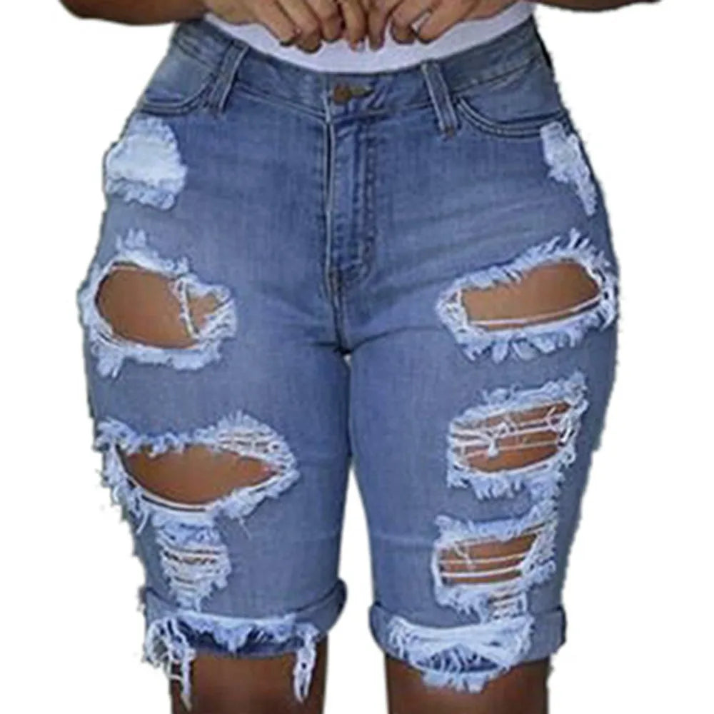 Denim Ripped Shorts