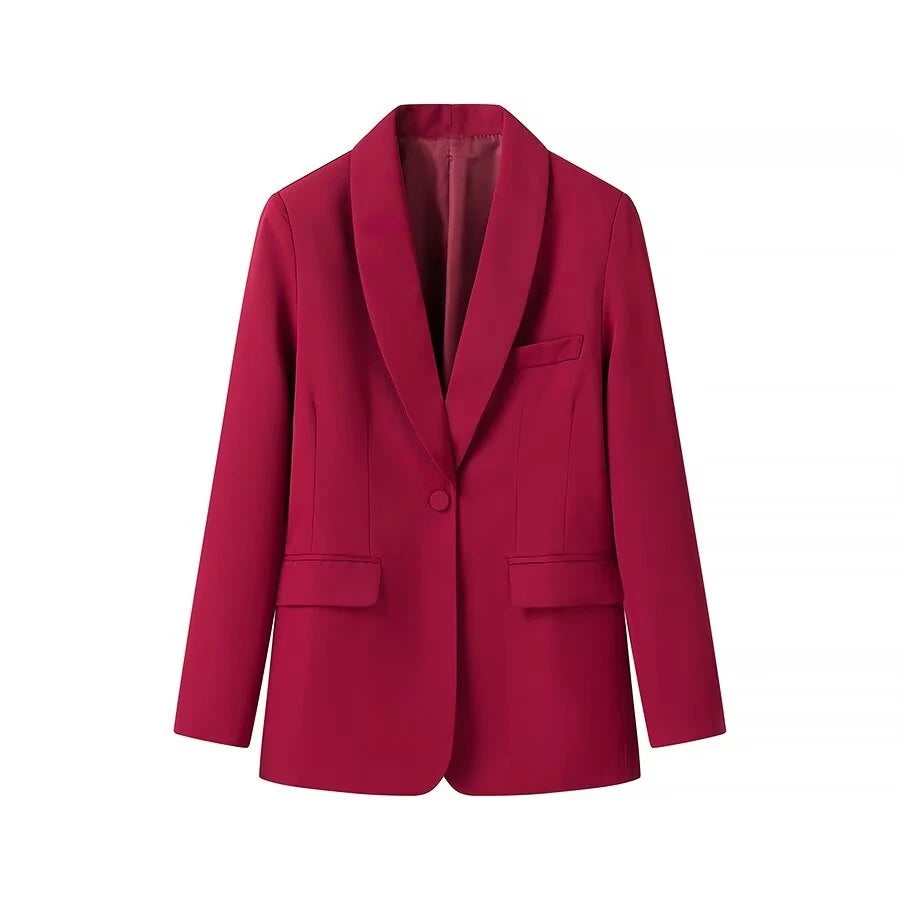Suit Jacket  and High Waist Slim Trousers