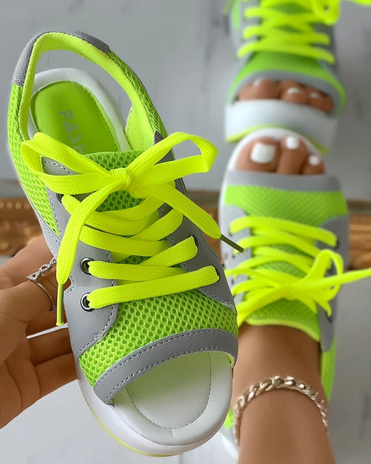 Casual Summer Cutout Lace-up Sandals