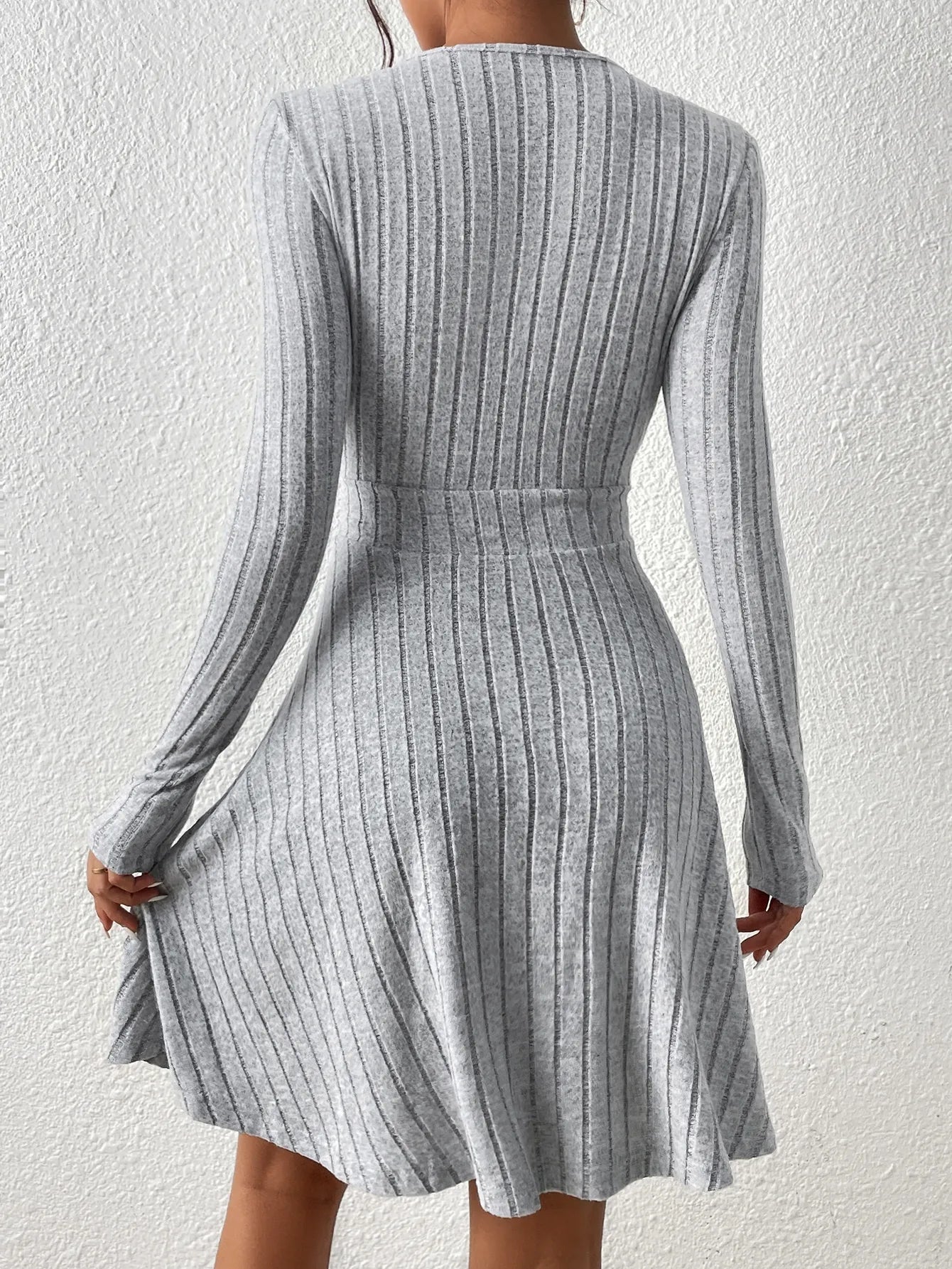 Knit Slim V-Neck Sweater Dress