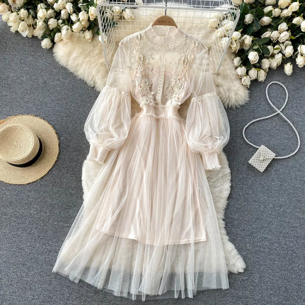 Flower Hook Mesh Dress