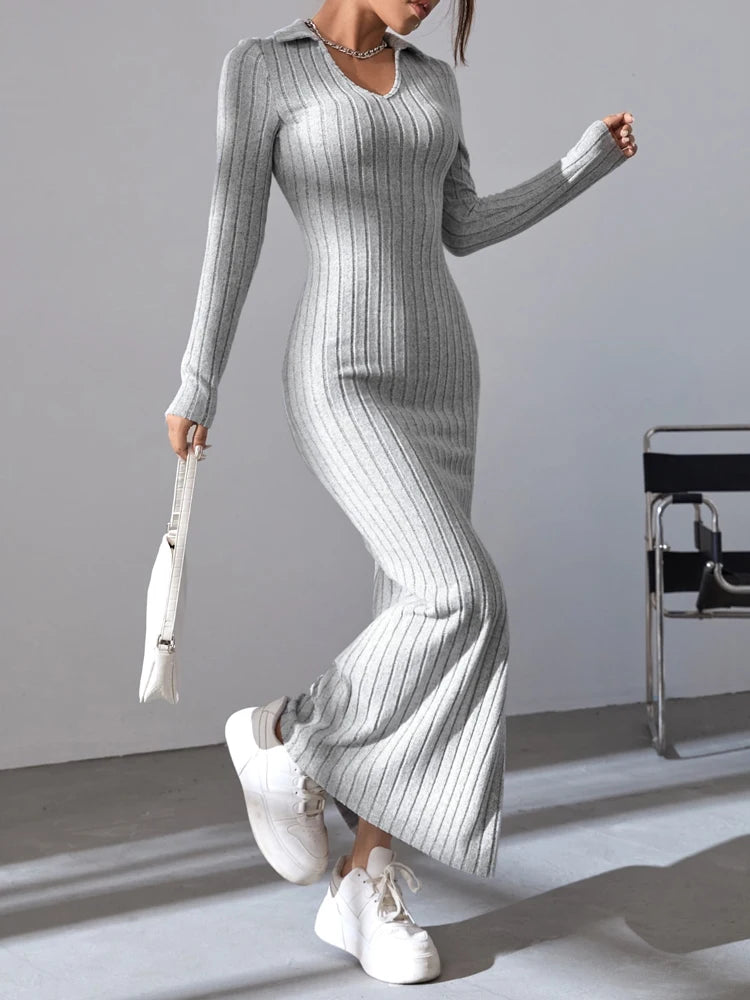 V-neck Sweater Dress