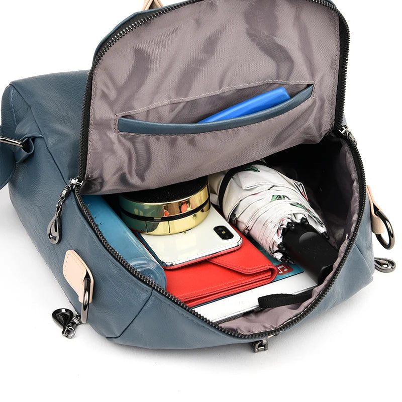 Soft Leather Rucksack Shoulder Bag