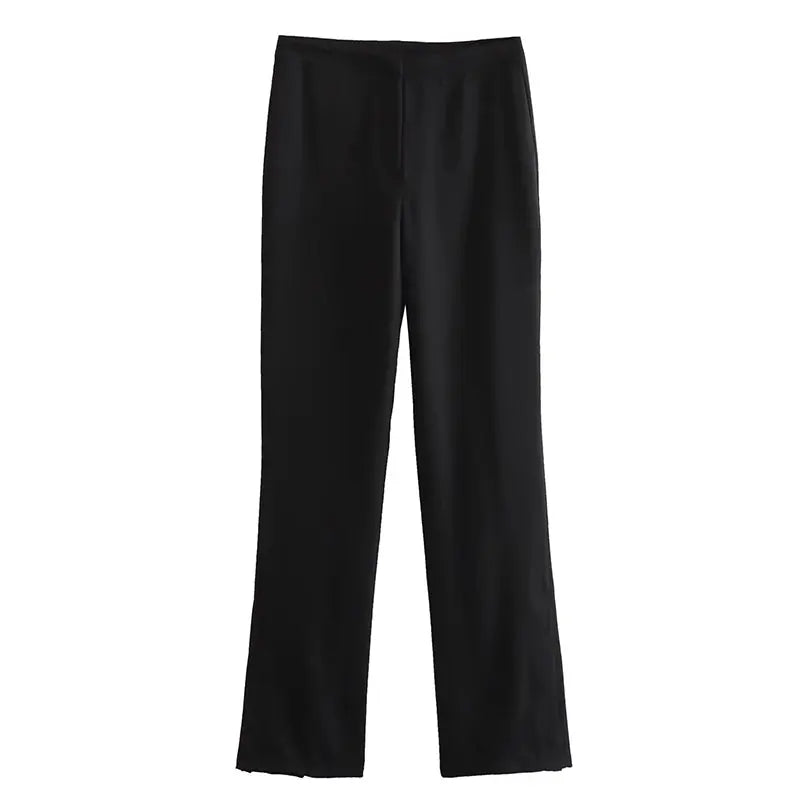 Solid Pant Suit Sleeveless Top and Straight Trousers Set