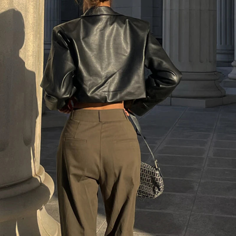 Faux Leather Short Jacket