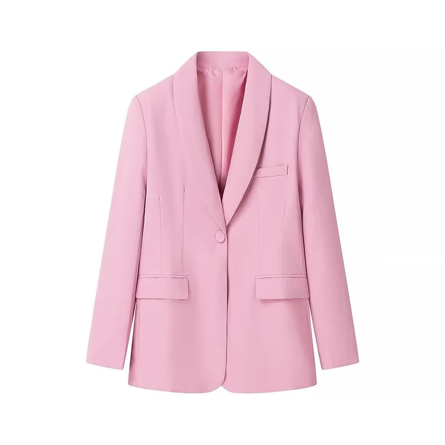 Suit Jacket  and High Waist Slim Trousers
