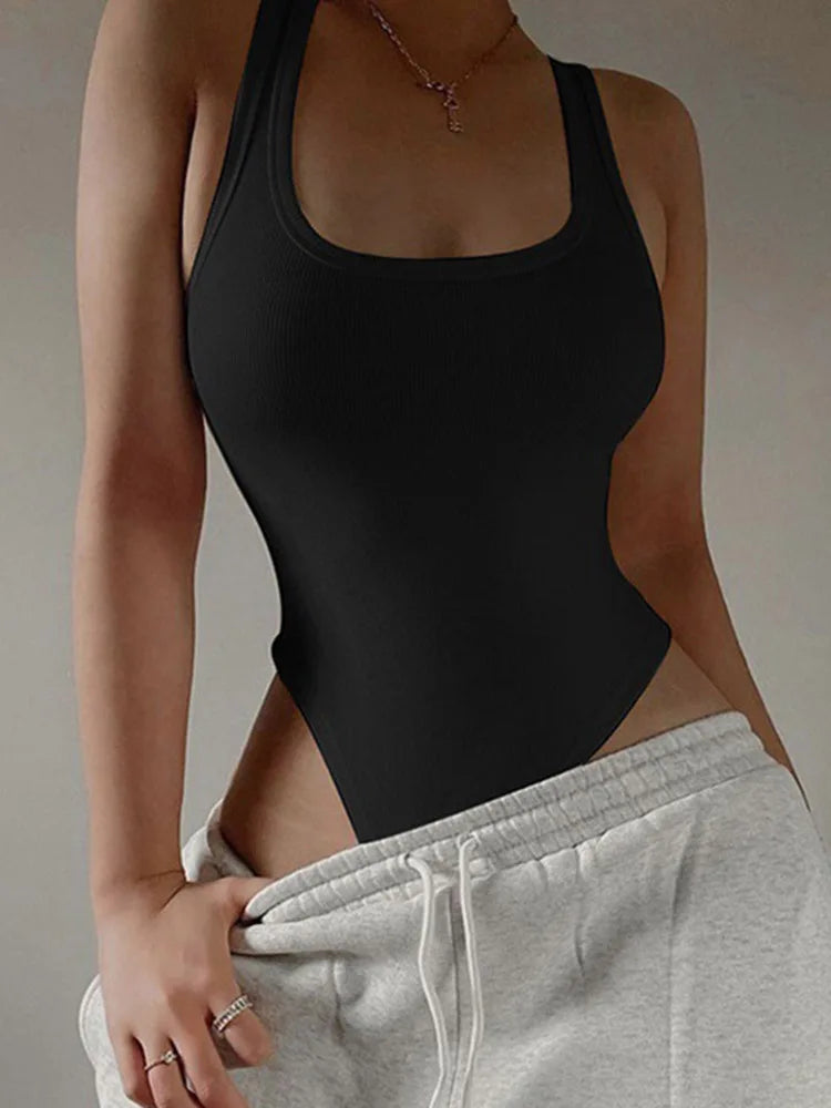 Sleeveless Knit Bodysuit Halter Top
