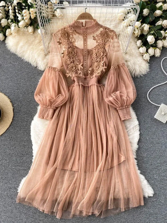 Flower Hook Mesh Dress