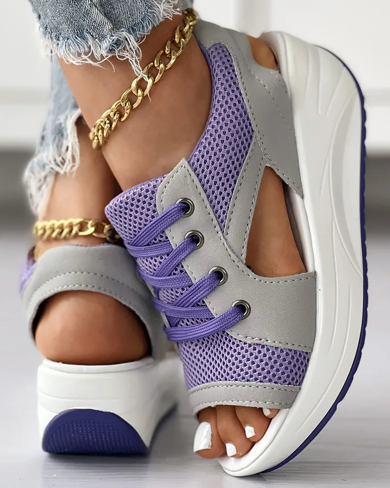 Casual Summer Cutout Lace-up Sandals