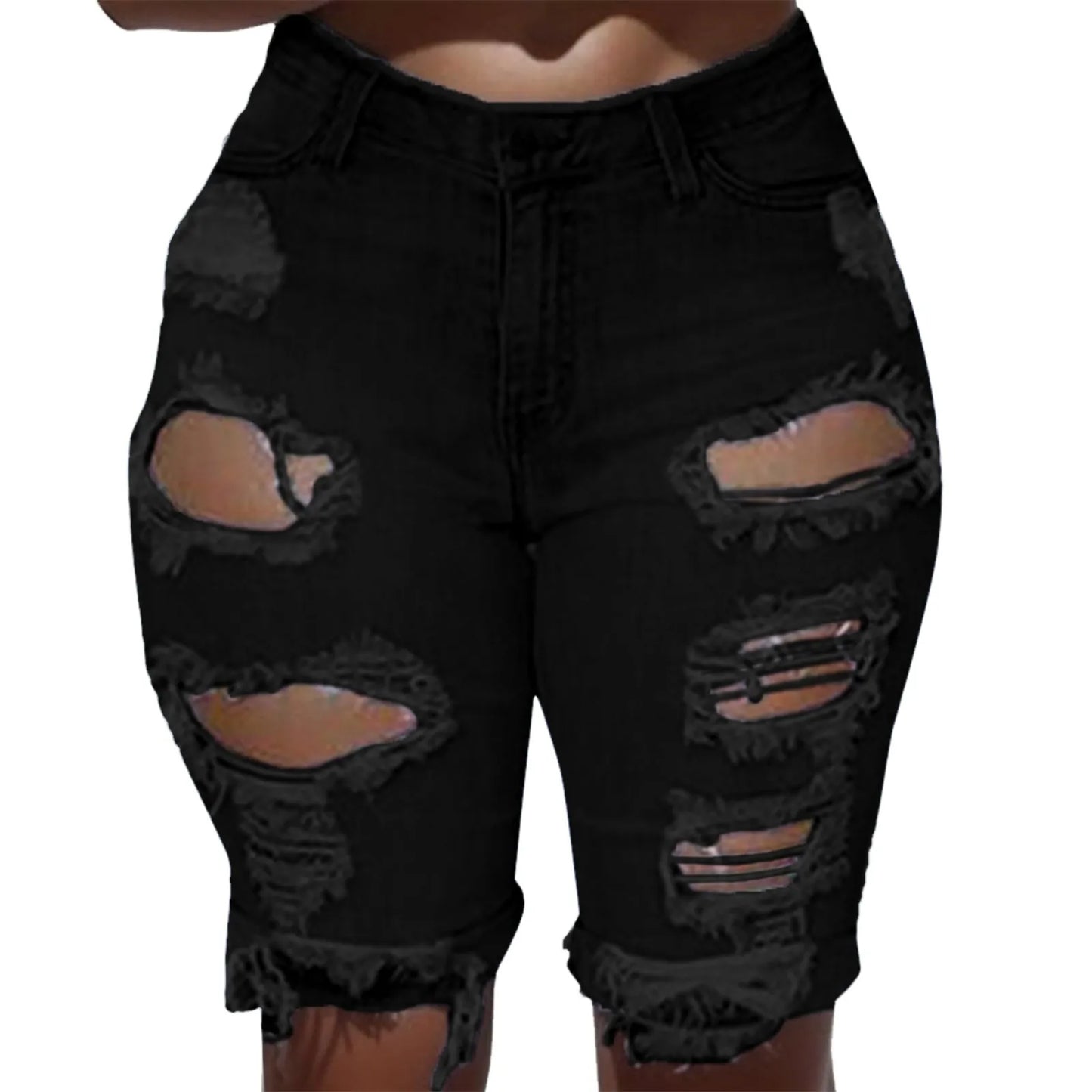 Denim Ripped Shorts