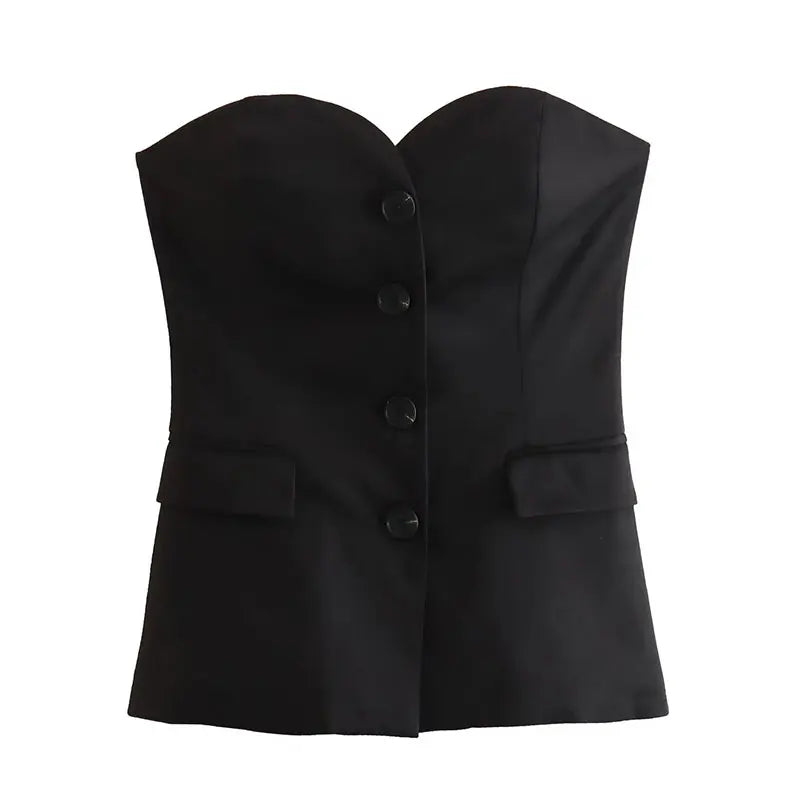 Solid Pant Suit Sleeveless Top and Straight Trousers Set