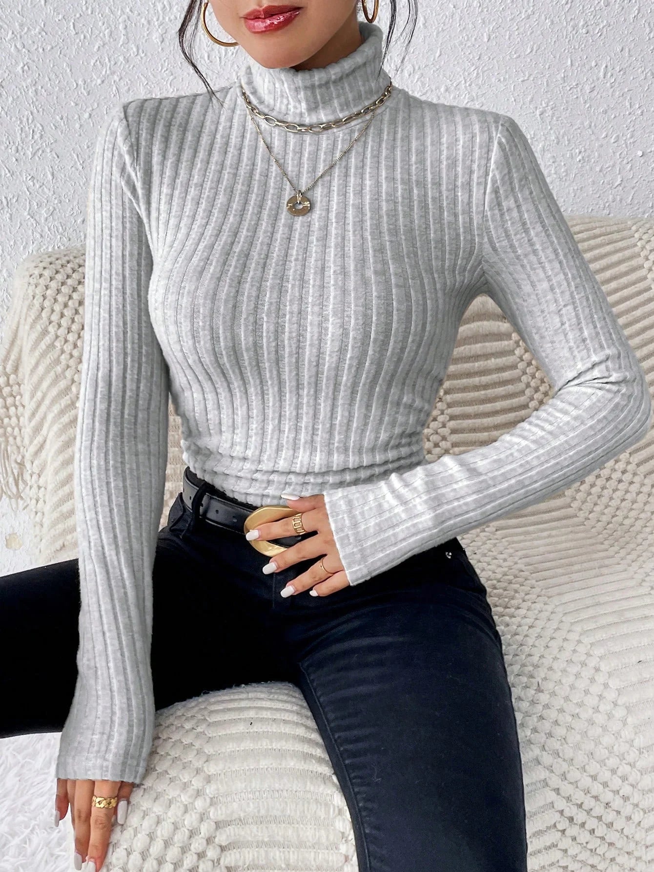 Stripe Slim Knit Shirt