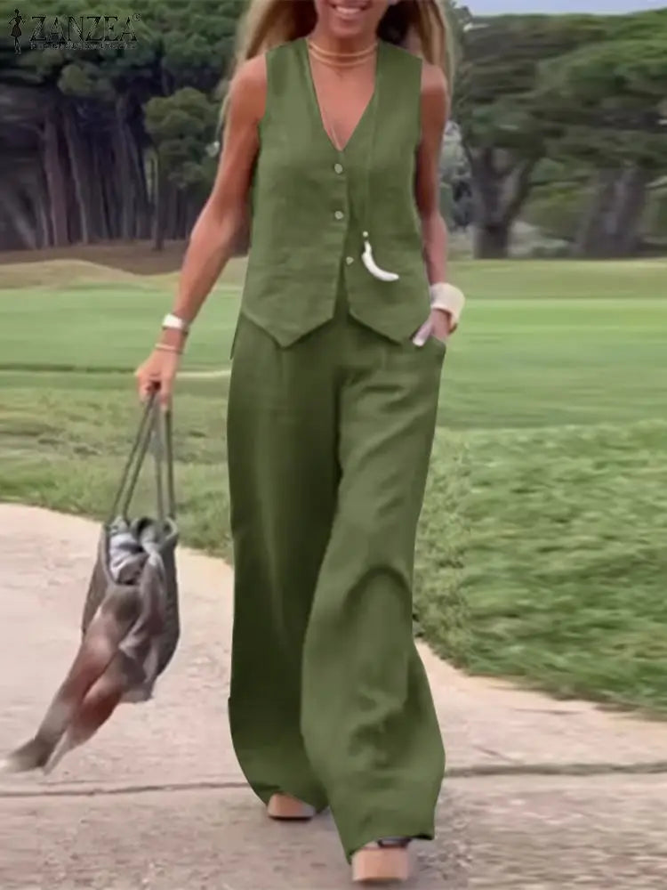 2-Piece Vest and Pants Sets Sleeveless