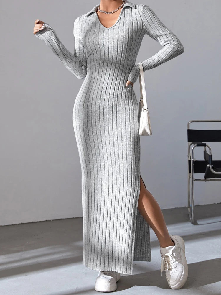 V-neck Sweater Dress