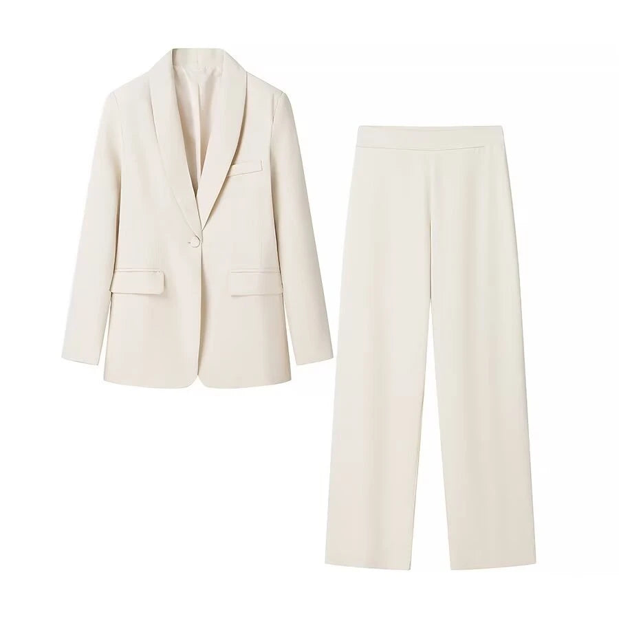 Suit Jacket  and High Waist Slim Trousers