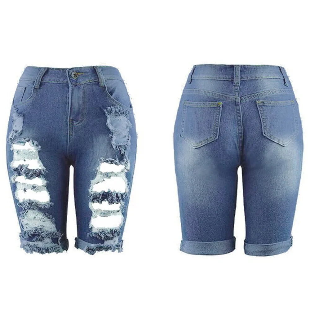 Denim Ripped Shorts