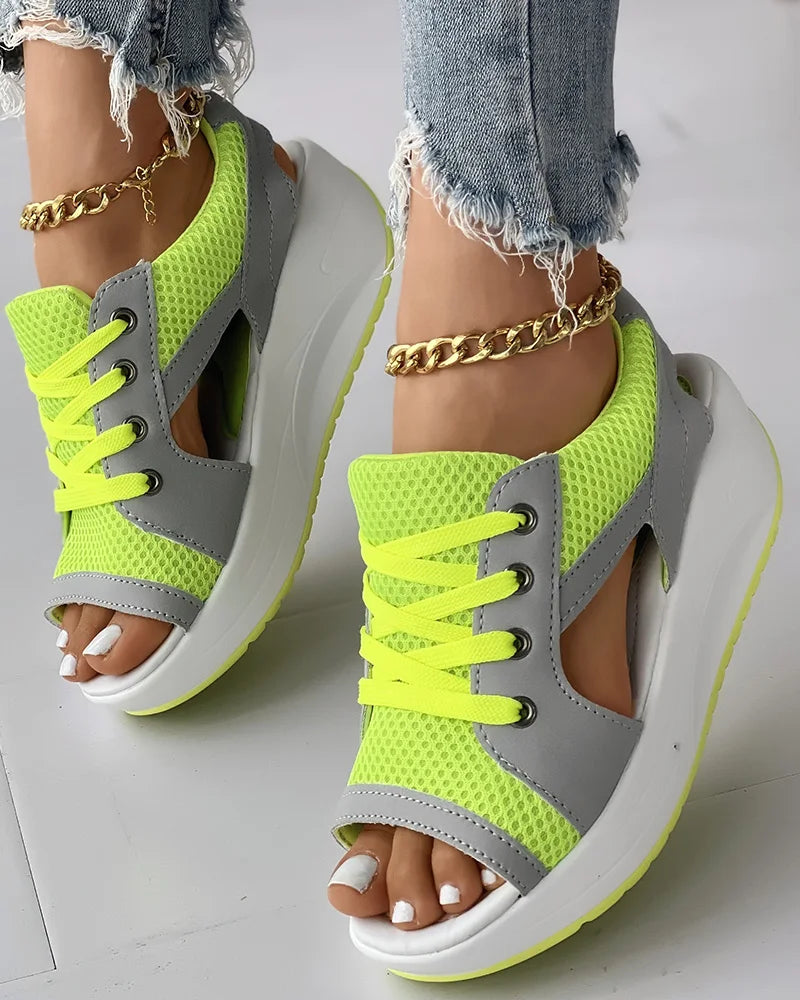 Casual Summer Cutout Lace-up Sandals