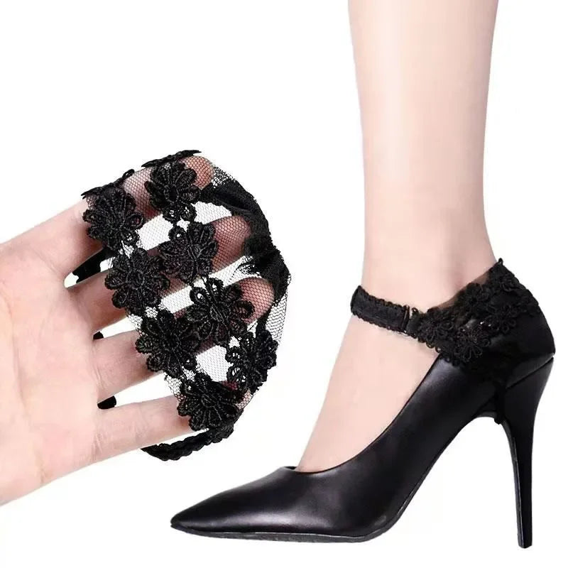 Anti-Skid Adjustable Flower Lace Heels Cover