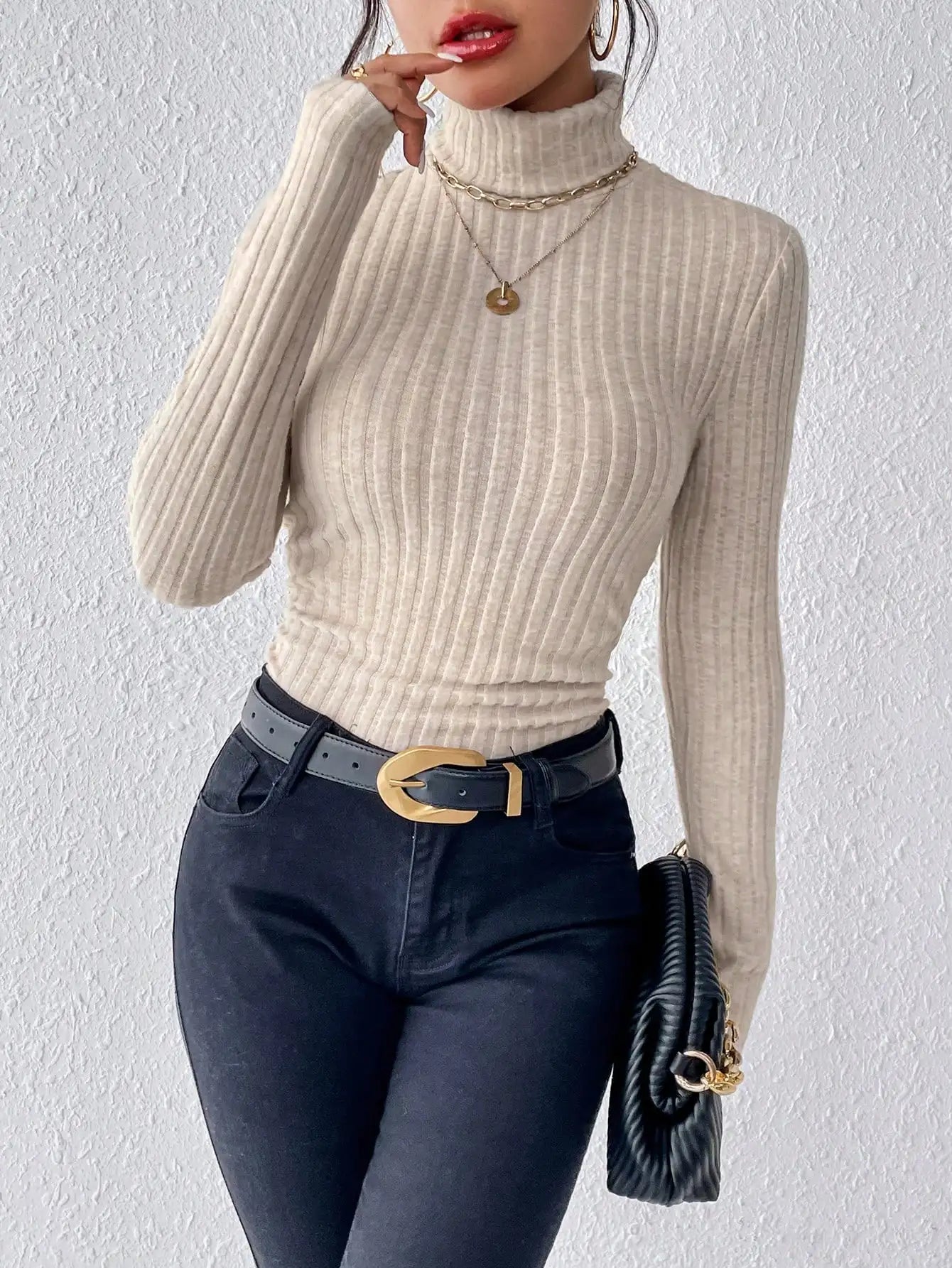 Stripe Slim Knit Shirt