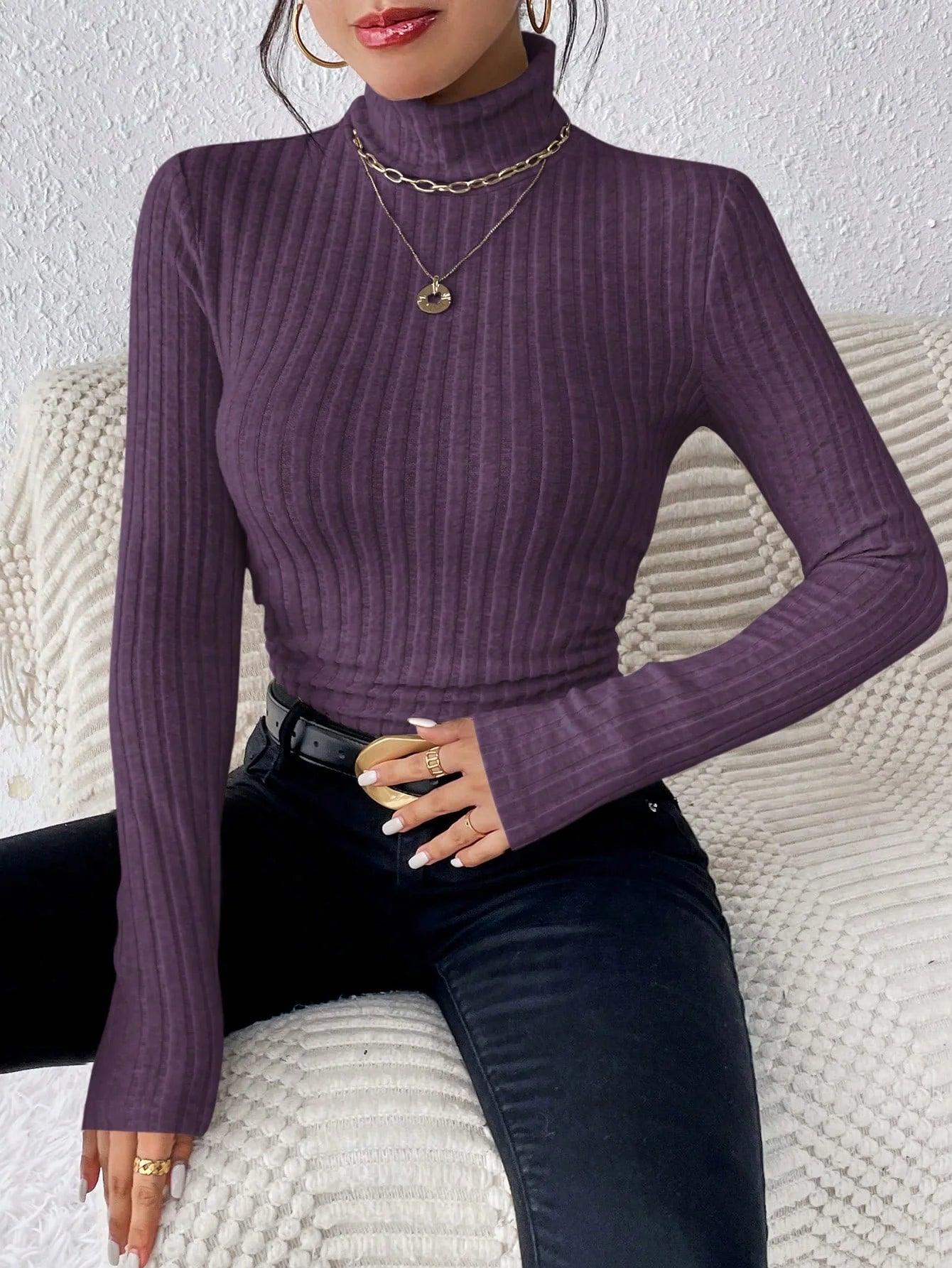Stripe Slim Knit Shirt