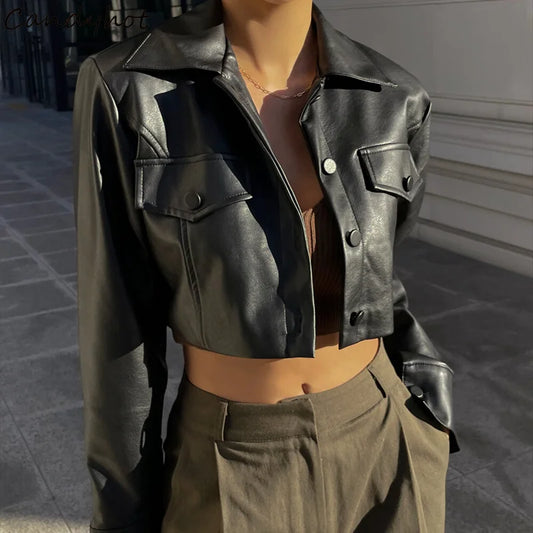 Faux Leather Short Jacket