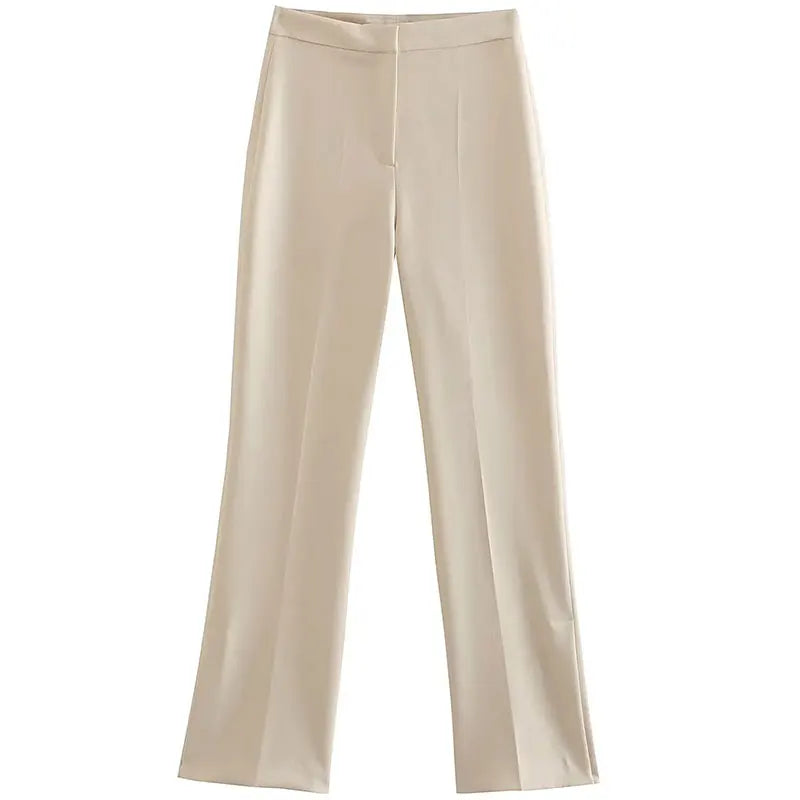 Solid Pant Suit Sleeveless Top and Straight Trousers Set