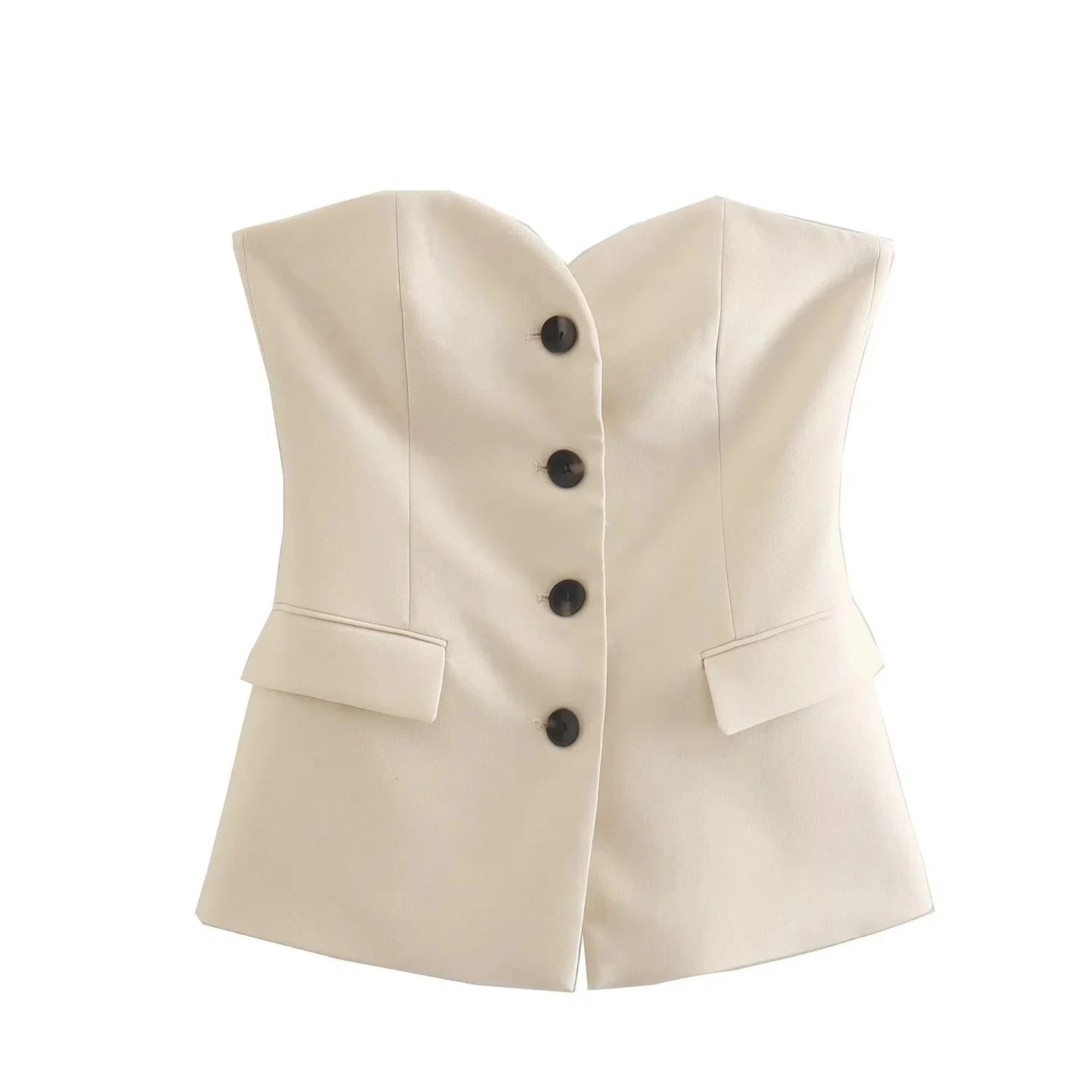 Solid Pant Suit Sleeveless Top and Straight Trousers Set