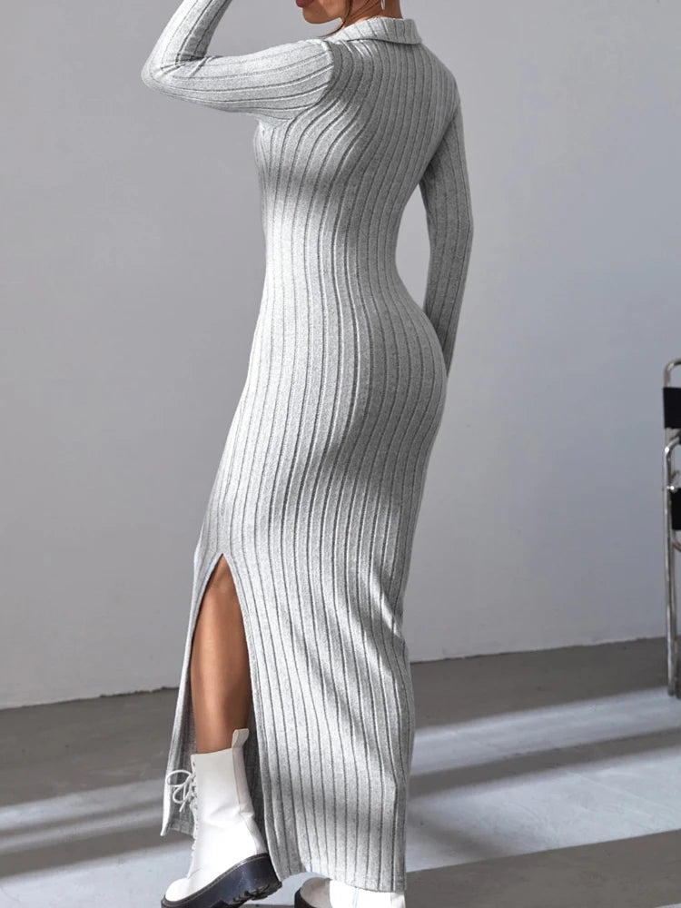 V-neck Sweater Dress