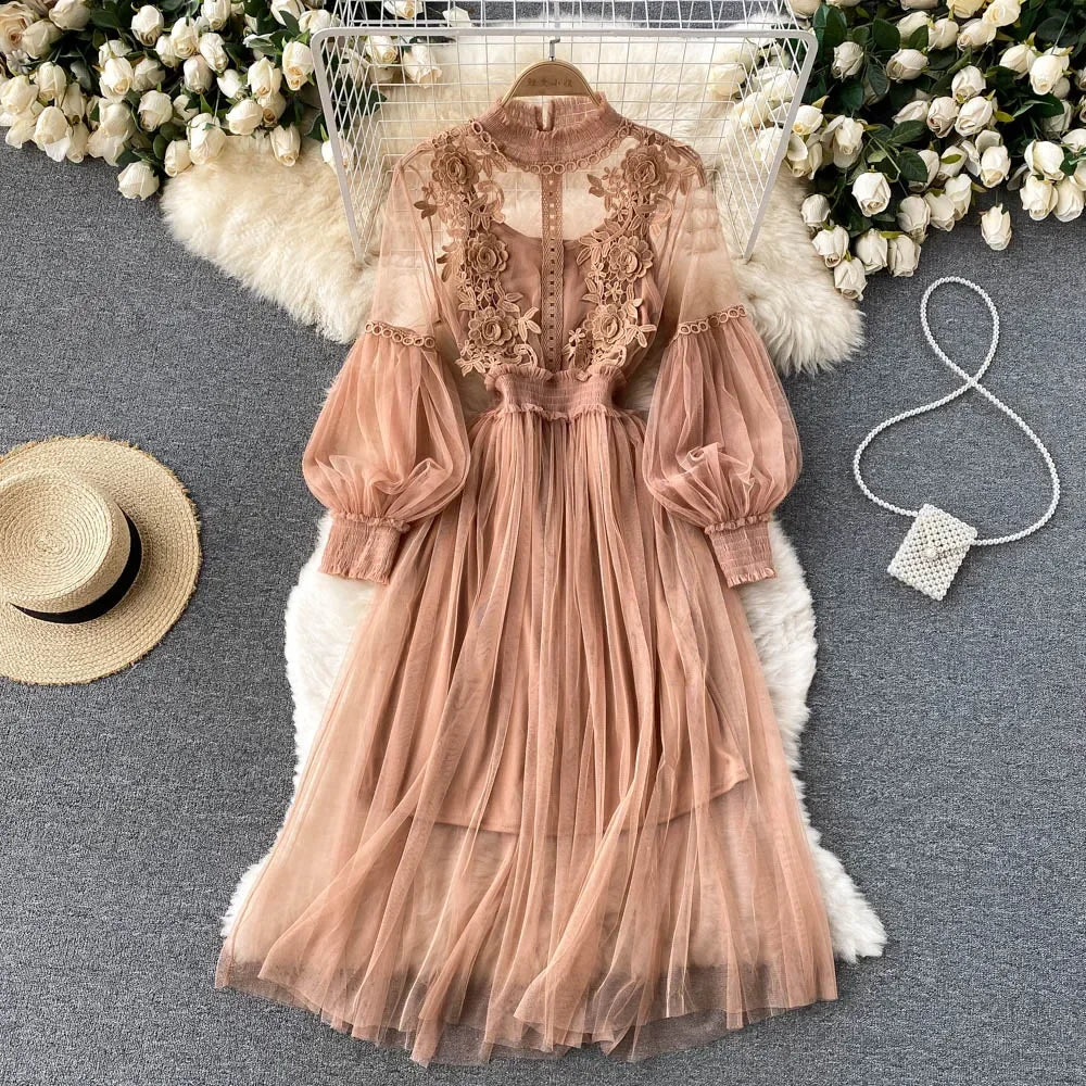 Flower Hook Mesh Dress
