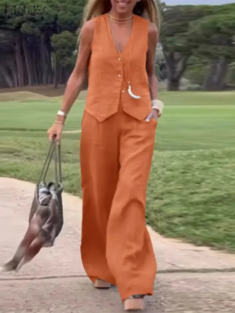 2-Piece Vest and Pants Sets Sleeveless