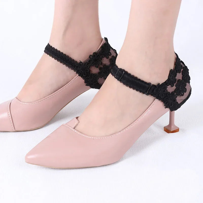 Anti-Skid Adjustable Flower Lace Heels Cover